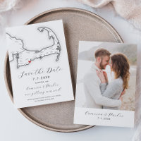 Mashpee MA Cape Cod Map Black White Wedding