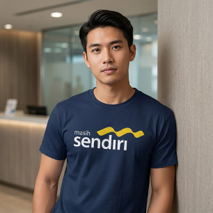 MASIH SENDIRI - Indonesia Parody Brand Logo Bank T-Shirt