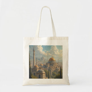 Masjid al Aqsa, Palestine, oil painting tote bag.