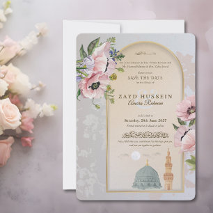Masjid An-Nabawi Pink Poppies Islamic Save The Date