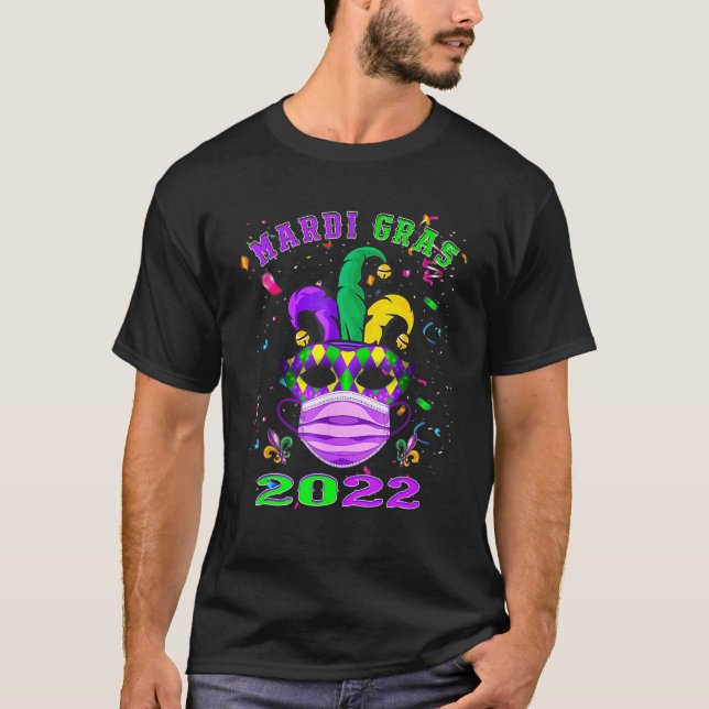 Mask And Face Mask Funny Mardi Gras 2022 T-Shirt (Front)