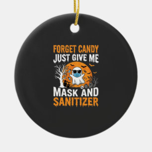 Mask and Sanitizer Halloween Ghost Design_1 Ceramic Tree Decoration
