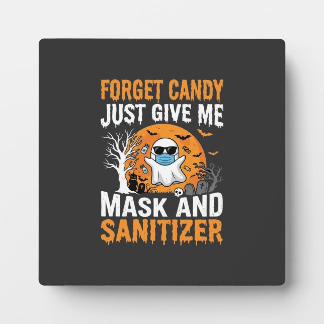 Mask and Sanitizer Halloween Ghost Design_1 Plaque (Front)