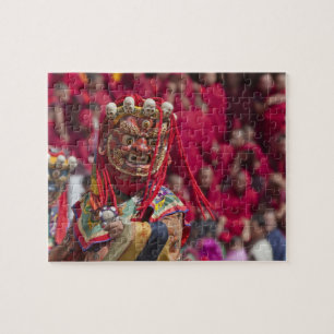 Mask dance performance at Tshechu Festival 3 Jigsaw Puzzle