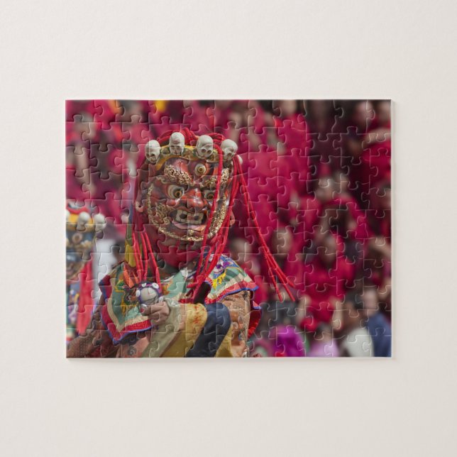 Mask dance performance at Tshechu Festival 3 Jigsaw Puzzle (Horizontal)