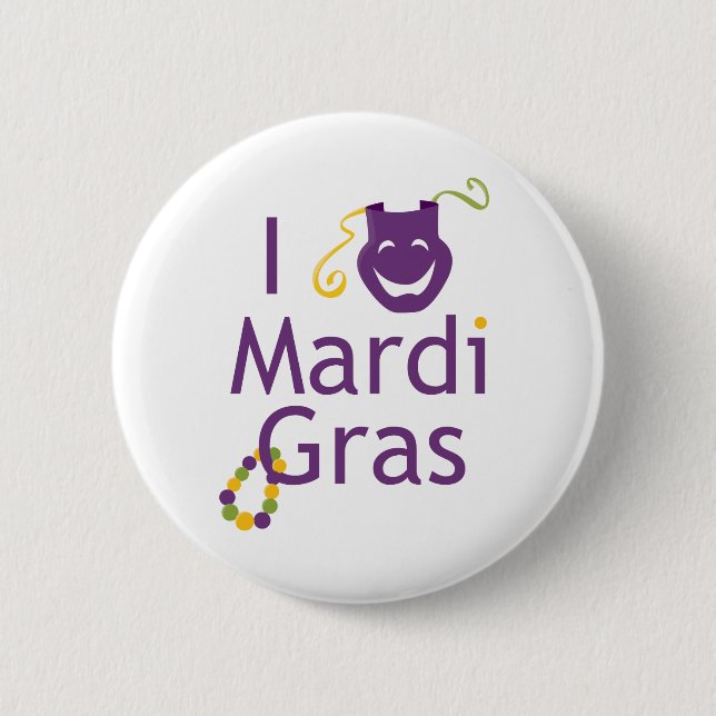 Mask I Love Mardi Gras 6 Cm Round Badge (Front)
