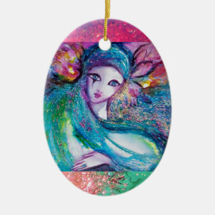 MASK IN BLUE, Monogram Ceramic Tree Decoration