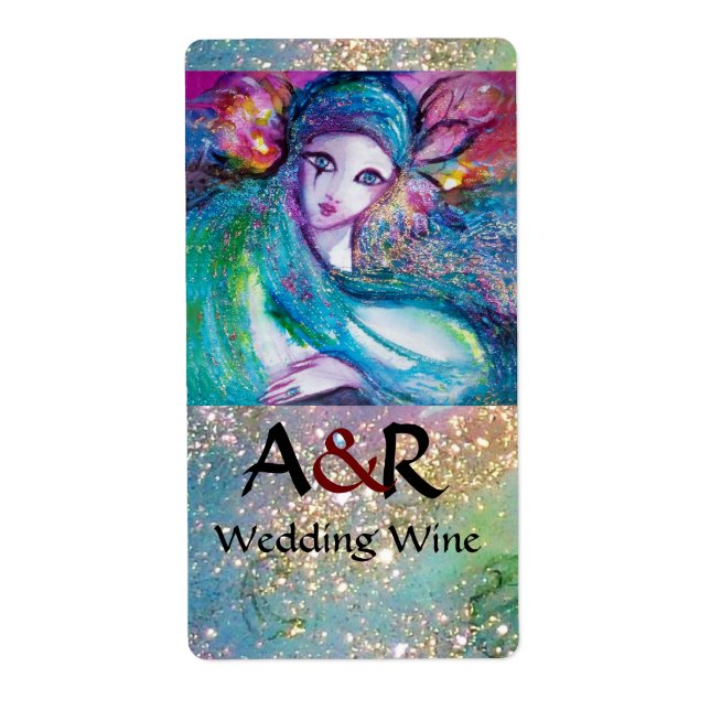 MASK IN BLUE MONOGRAM  Wedding Wine (Front)