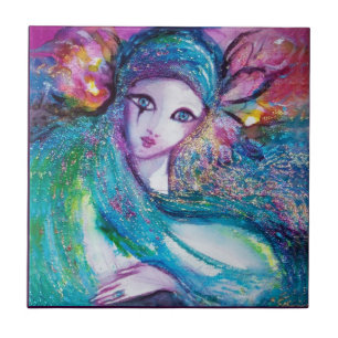 MASK IN BLUE / Venetian Masquerade Ball,teal Tile