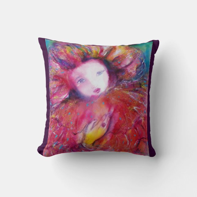 MASK IN RED AND YELLOW / Venetian Masquearde Ball Cushion (Front)