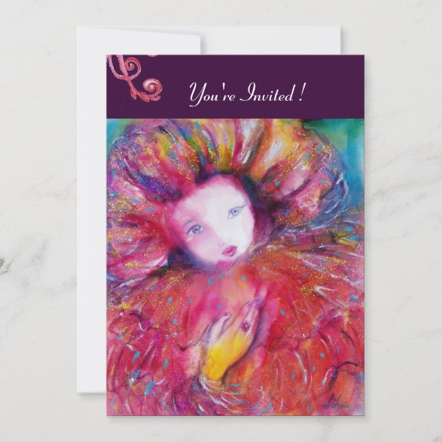 MASK IN RED / MARDI GRAS MASQUERADE PARTY INVITATION (Front)