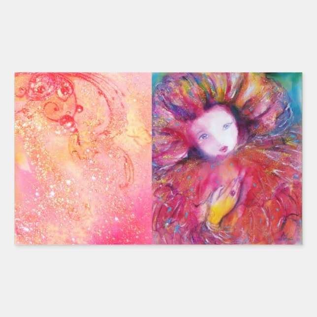 MASK IN RED RECTANGULAR STICKER (Front)