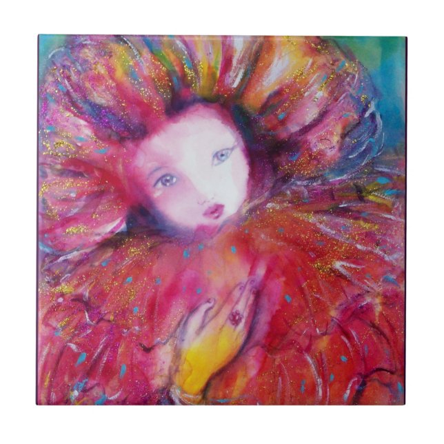 MASK IN RED / Venetian Masquerade Ball, Fuchsia Tile (Front)