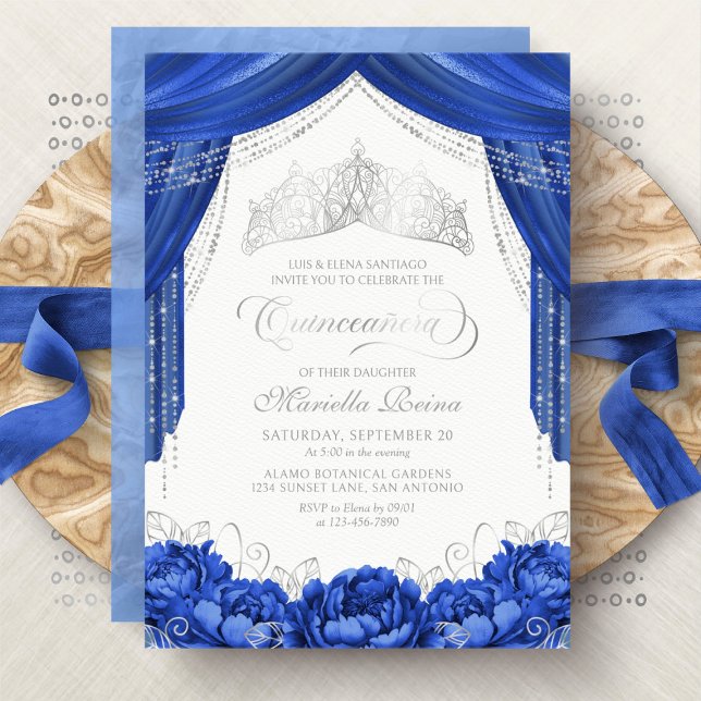 Mask Masquerade Royal Blue Quinceanera Invitation (Creator Uploaded)