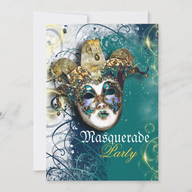 Mask masquerade venetian mardi gras party invitation (Front)