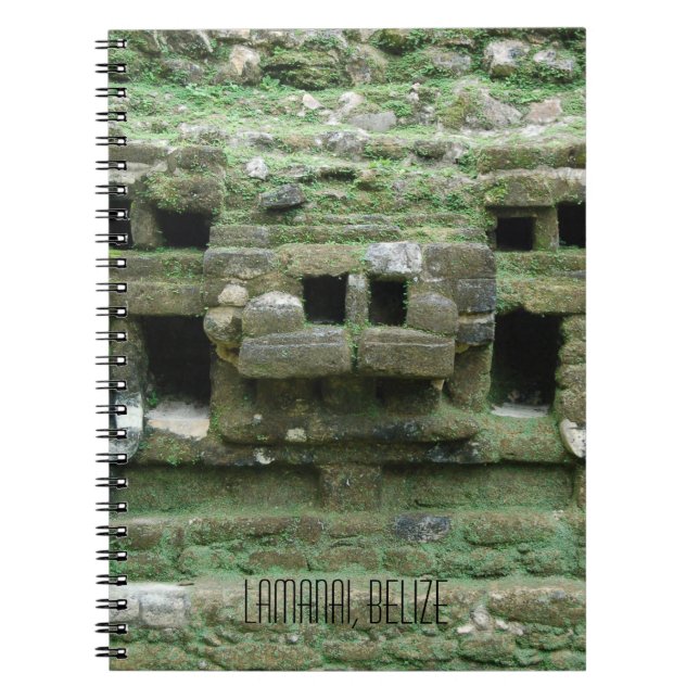 Mask of Maya Jaguar Temple Lamanai Belise Notebook (Front)