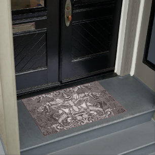 Mask of samurai Door Mat