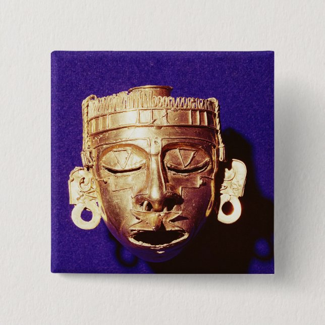 Mask of the god Xipe Totec 15 Cm Square Badge (Front)
