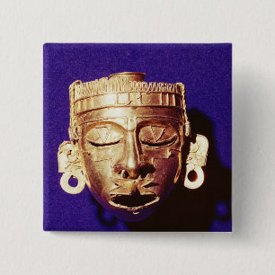 Mask of the god Xipe Totec 15 Cm Square Badge