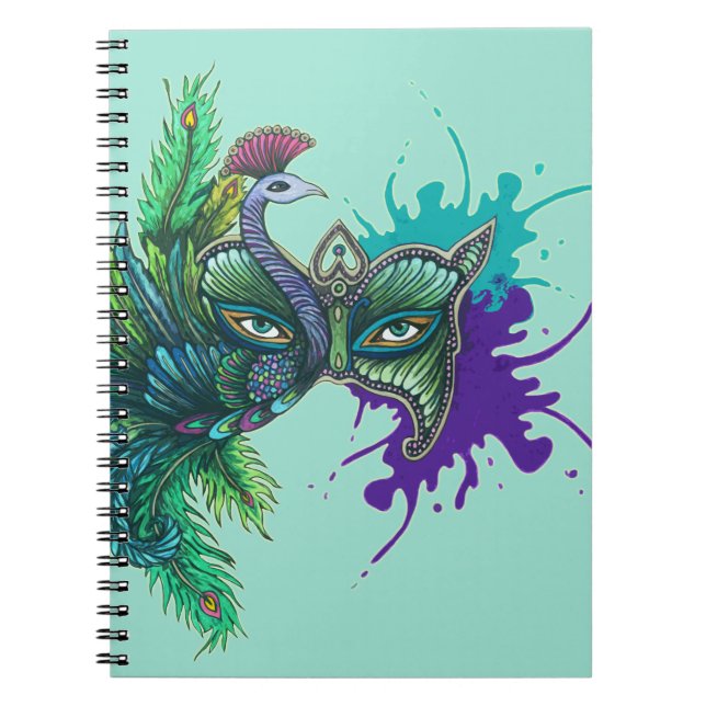 Mask - Peacock Spiral Notebook (Front)