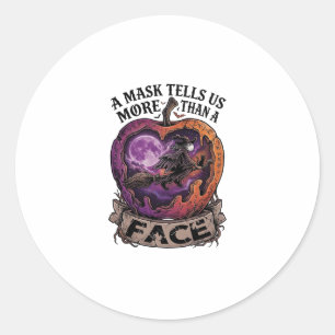 Mask Tells Us More Than Face Halloween Witch Apple Classic Round Sticker