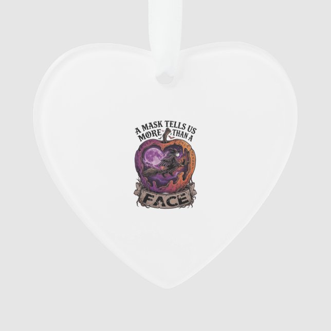 Mask Tells Us More Than Face Halloween Witch Apple Ornament (Front)