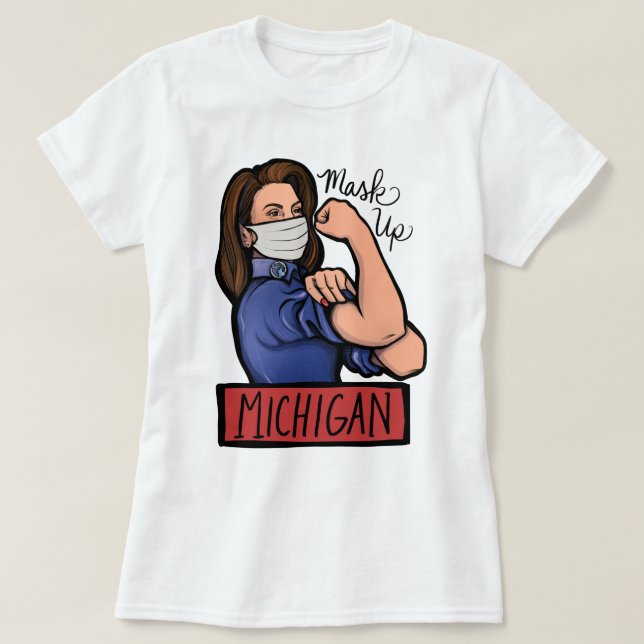 Mask Up Michigan Gretchen Whitmer Michigander T-Shirt (Design Front)