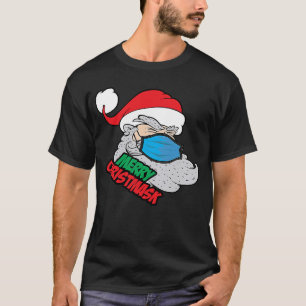 Mask Wearing Quarantine Santa Christmas T-Shirt