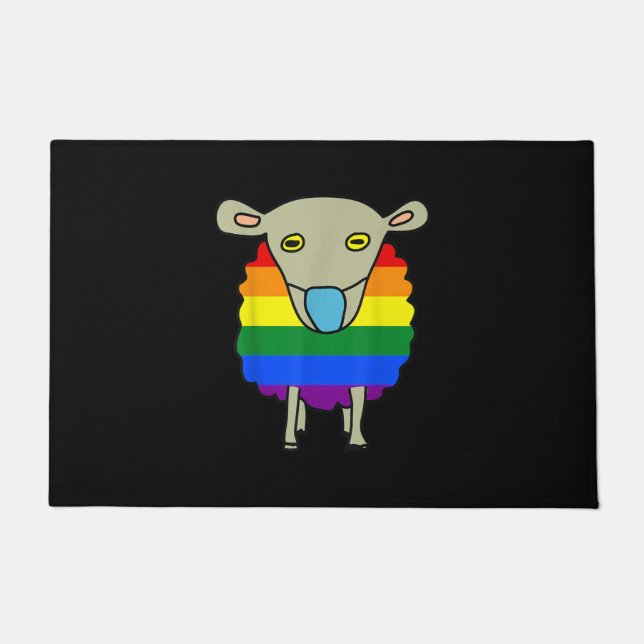 Mask-Wearing Sheep | Colourful Sheep Present Doormat (Front)