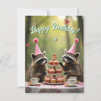 Masked and merry birthday! postcard