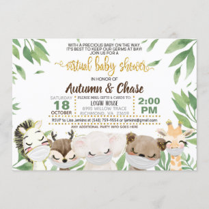 Masked Animal Virtual Baby Shower Invitation