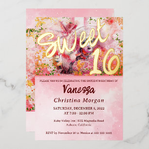 Masked Ball Sweet 16 Invitation Foil Invitation