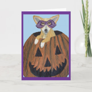 Masked Chihuahua in Halloween Jack-o-lantern Card