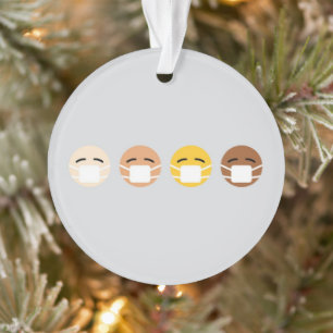 Masked Emoji Faces Mask Up COVID Ornament