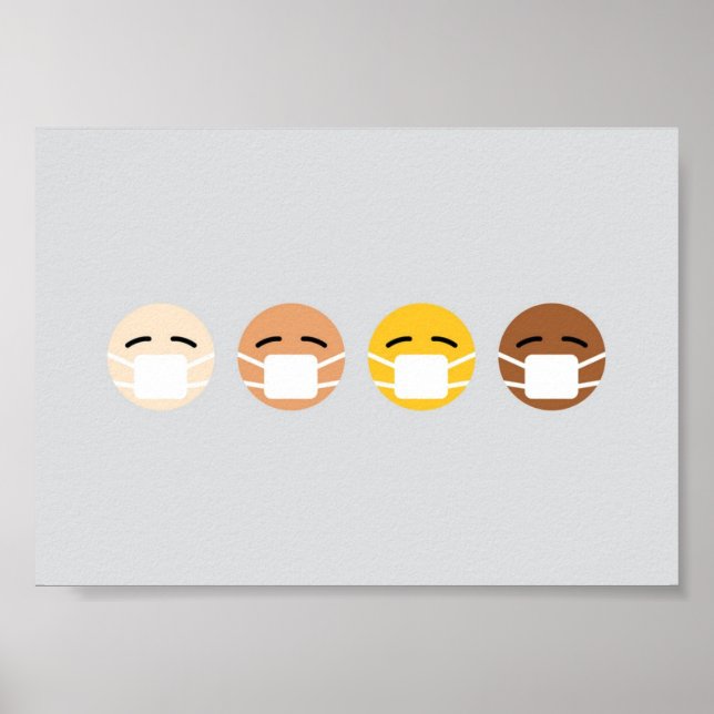Masked Emoji Faces Mask Up COVID Poster (Front)