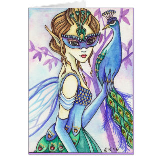 Masked Fairy and Peacock - blank card