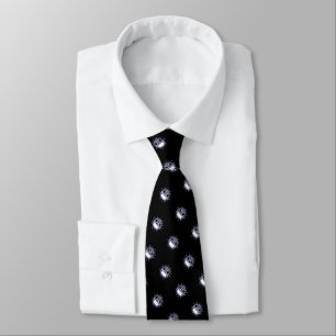 Masked Grey Corona Virus Pattern on Black Tie