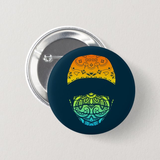 masked in paisley button (Front & Back)