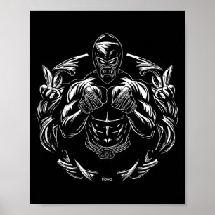 MASKED MMA FIGHTER WITH WINNER WREATH POSTER
