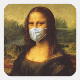 "Masked Mona Lisa" Square Sticker