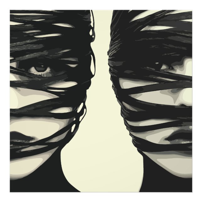 Masked Mystery: Dual Wrapped Faces Art Photo Print (Front)