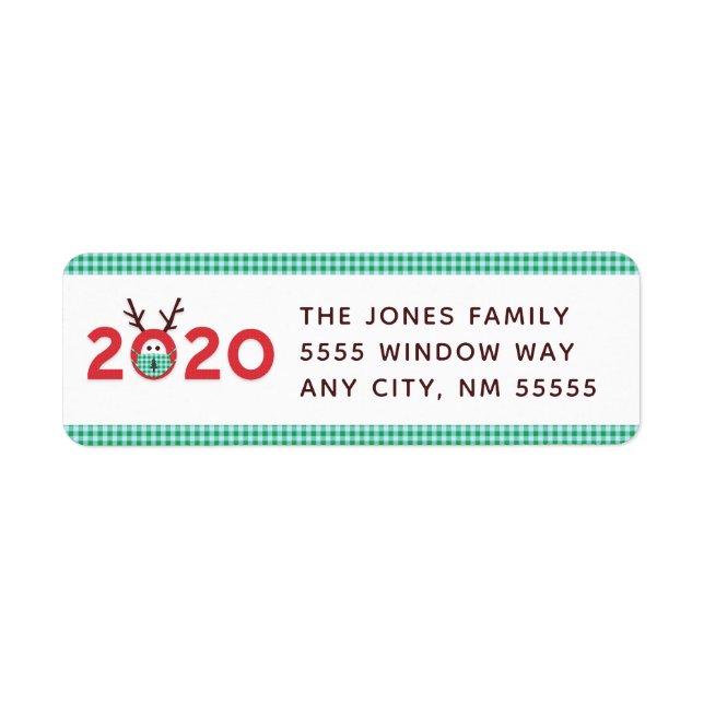 Masked Reindeer 2020 Custom Holiday Return Address (Front)