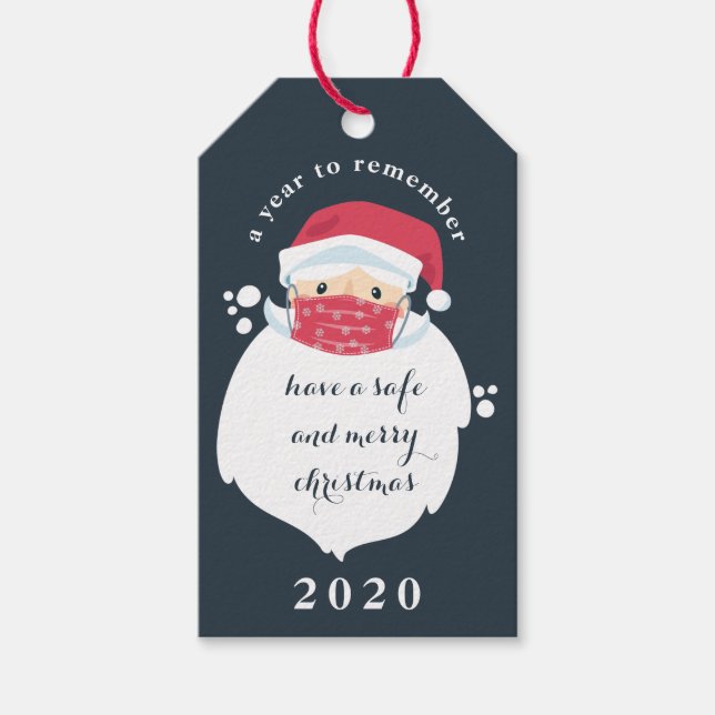 Masked Santa 2020 Christmas Gift Tags (Front)