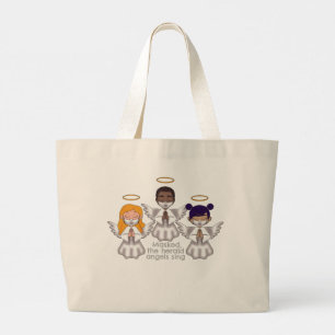 Masked, the herald angels sing large tote bag