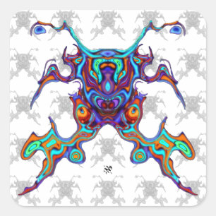 Masked warrior crab alien insectoid v2 square sticker