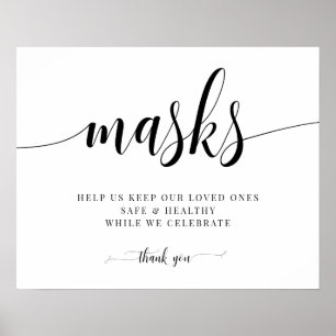 Masks Covid Safety Wedding Sign