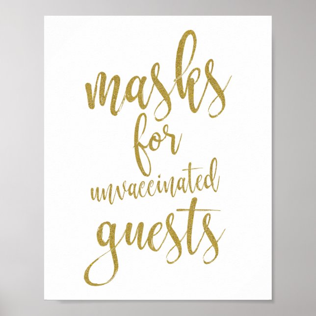 Masks For Unvaccinated Guests Sign (Front)