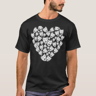 Masks Heart Theatre Actress Broadway Musical Theat T-Shirt