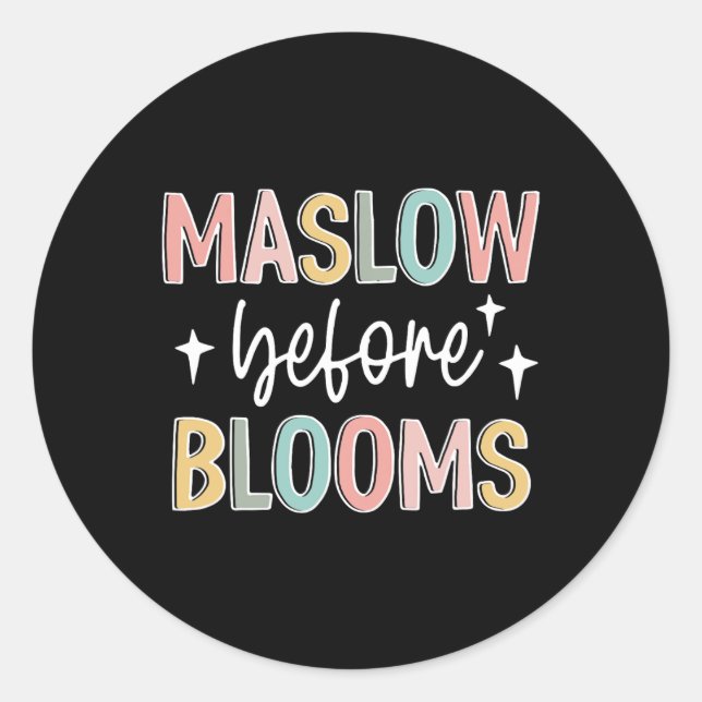 Maslow Before Bloom Autism Awareness Special Educa Classic Round Sticker (Front)