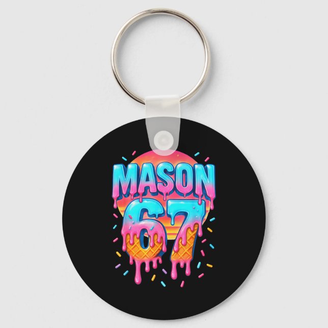 Mason 67 Costume Ice Cream Baseball Drip 6 7 Meme  Key Ring (Front)